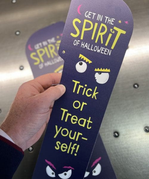 Aisle fins custom cut to shape and printed