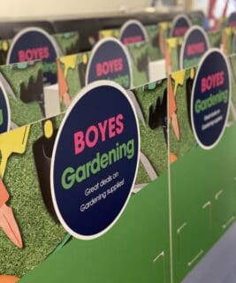 Boyes gardening header cards custom printed