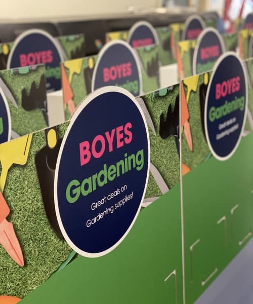 Boyes gardening header cards custom printed