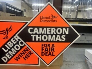 Liberal Democrats political campaign sign