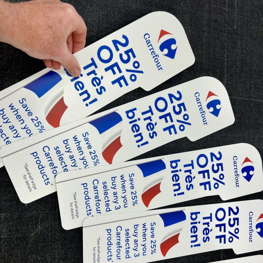 Custom printed aisle fins